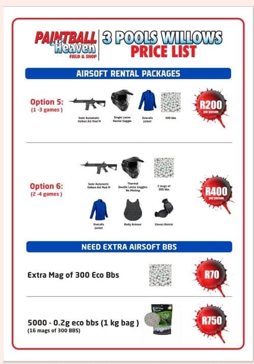 Paintball Heaven Airsoft Pricelist 2025
